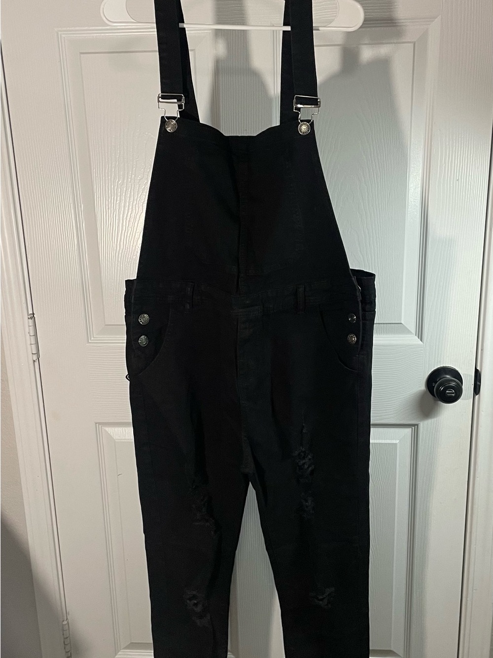 Black mens Denim Overalls Jumpsuit